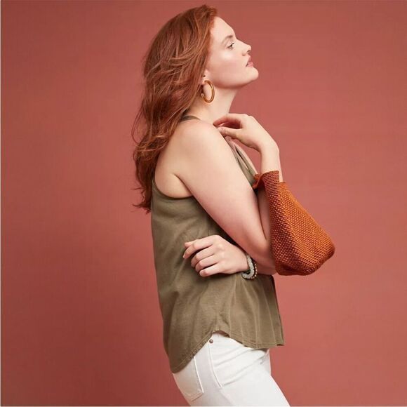 Anthropologie t.la Green Sleeveless Sojourn Button Down Tank Top New - Picture 7 of 7